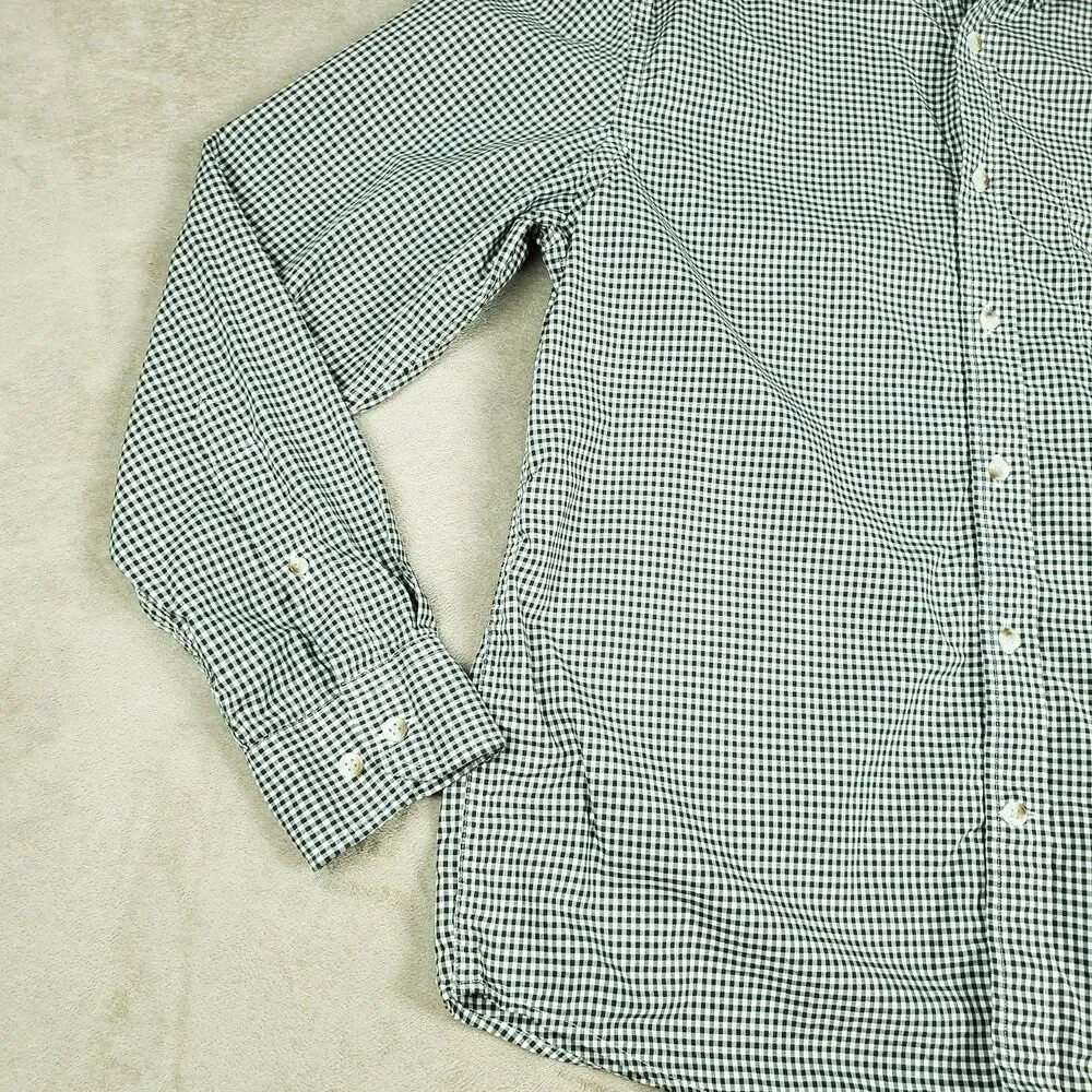 Banana Republic Shirt Mens Large Gray Check Untucked Fit Button Down Casual